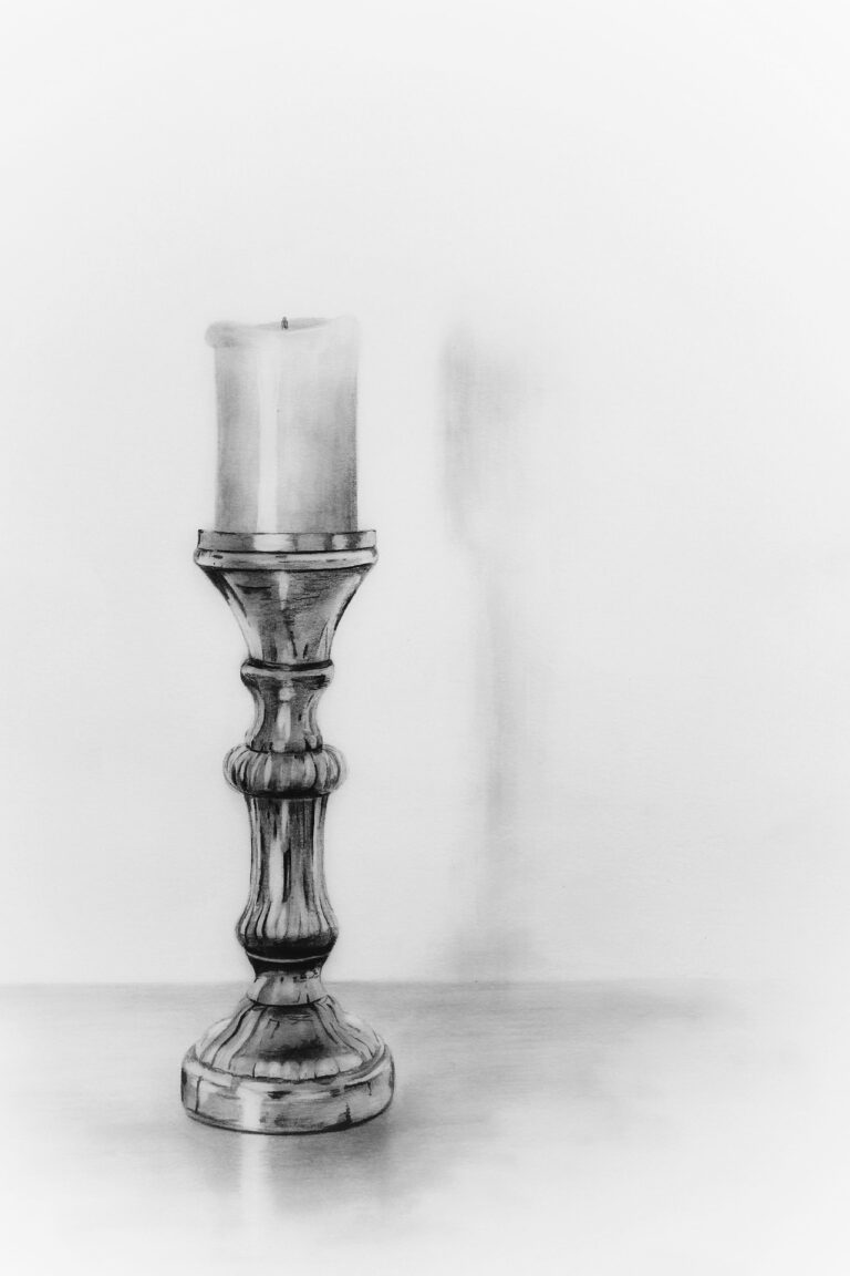 Pencil drawing of silver candlestick